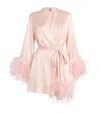 Gilda & Pearl Silk-ostrich Feather Short Robe In Pink