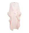 Gilda & Pearl Silk-ostrich Feather Taylor Long Robe In Pink