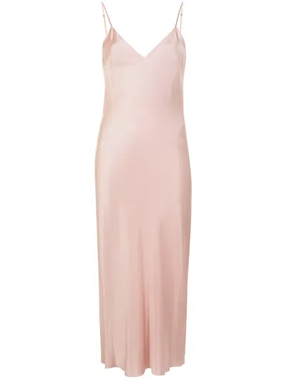 Gilda & Pearl Sophia Midi Silk Slip Dress In Pink