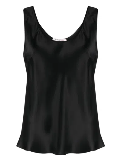 Gilda & Pearl Wide-strap Silk Tank Top In Black