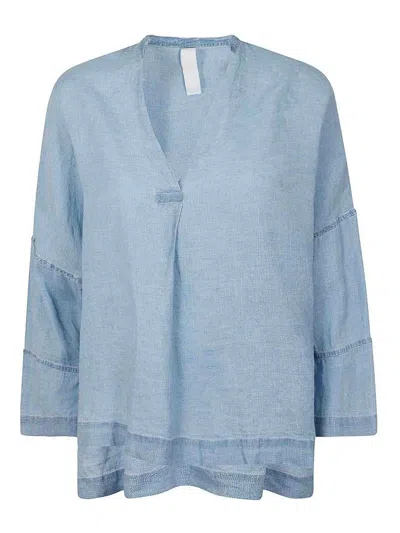 Gilda Midani Linen Shirt In Light Blue
