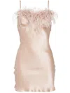 Gilda & Pearl Feather-trim Mini Dress In Pink