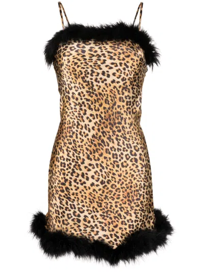 Gilda & Pearl Hollywood Leopard-print Silk Slip Dress In Brown