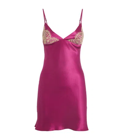 Gilda & Pearl Lace-trim Slip Dress In Purple