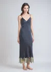 Gilda & Pearl Midi Matinee Slip Dress In  Sapphire/gold