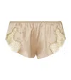Gilda & Pearl Satin Lace Shorts In Beige