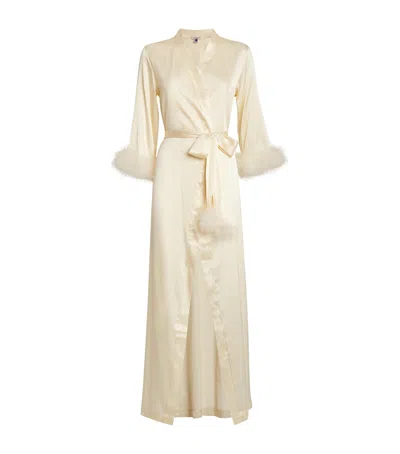 Gilda & Pearl Silk Celeste Long Robe In Ivory