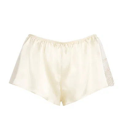 Gilda & Pearl Silk Lace-detail Shorts In Gold