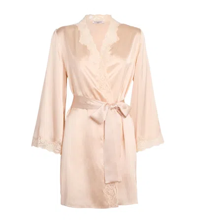 Gilda & Pearl Silk Short Robe In Pink
