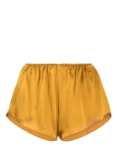 Gilda & Pearl Slim-fit Silk Shorts In Gold
