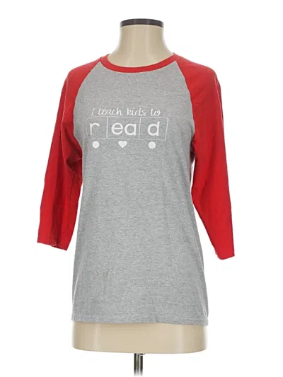 Pre-owned Gildan 3/4 Sleeve T-shirt In Red