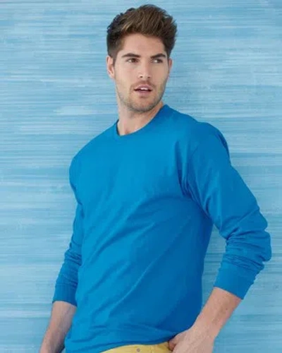 Pre-owned Gildan 50  Ultra Cotton Long Sleeve 2400 T-shirt Bulk Lot Ok To Mix S-xl & Colors In Steel Blue