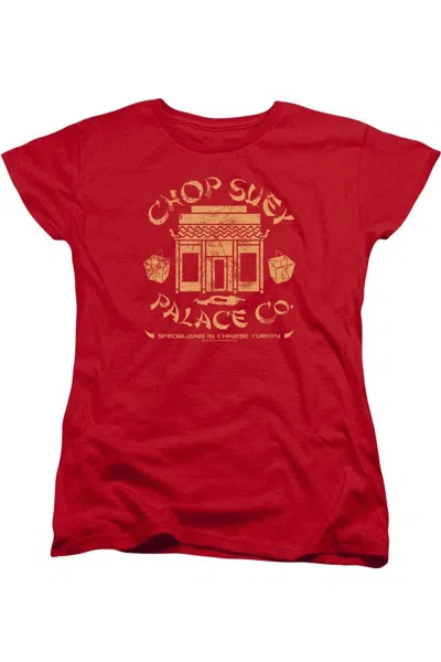 Gildan A Christmas Story Chop Suey Palace Co Short Sleeve Womens Tee / T-shirt In Red