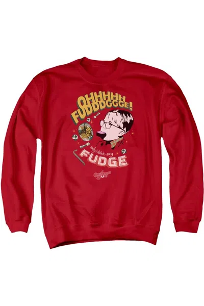 Gildan A Christmas Story Fudge Adult Crewneck Sweatshirt In Red