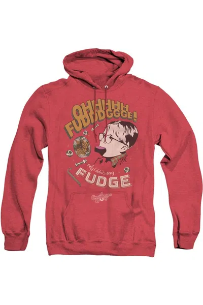 Gildan A Christmas Story Fudge Adult Heather Hoodie / Hooded Sweatshirt In Red