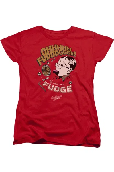 Gildan A Christmas Story Fudge Short Sleeve Womens Tee / T-shirt In Red