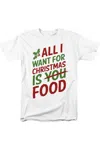 Gildan All I Want For Christmas Is Food Unisex Adult T-shirt In White