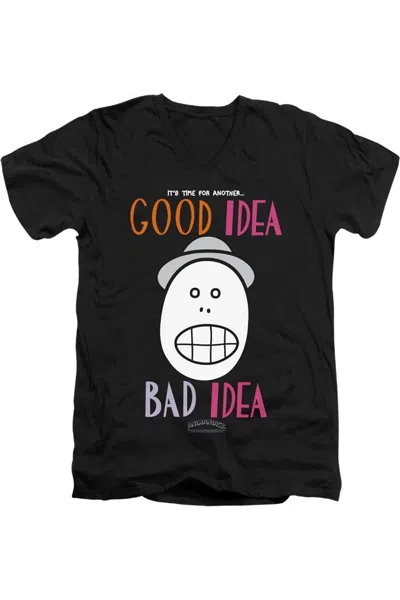 Gildan Animaniacs Good Idea Bad Idea Short Sleeve Adult V Neck Premium Cotton Tee / T-shirt In Black