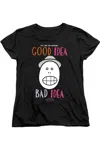 Gildan Animaniacs Good Idea Bad Idea Short Sleeve Women´s Tee / T-shirt In Black