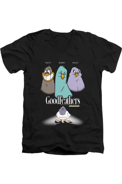 Gildan Animaniacs Goodfeathers Short Sleeve Adult V Neck Premium Cotton Tee / T-shirt In Black