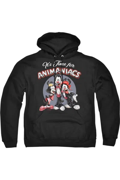 Gildan Animaniacs Its Time For Adult Pull Over Hoodie / Hooded Sweatshirt In Black