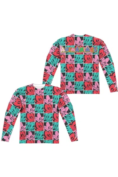Gildan Animaniacs Squares (front/back Print) Long Sleeve Adult Poly Crew Tee / T-shirt In Multi