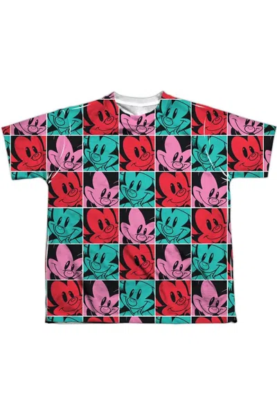 Gildan Kids' Animaniacs Squares (front/back Print) Short Sleeve Youth Poly Crew Tee / T-shirt In Multi