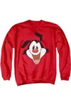 Gildan Animaniacs Yakko Head Adult Crewneck Sweatshirt In Red