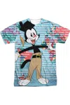 Gildan Animaniacs Yakko World Short Sleeve Adult Poly Crew Tee / T-shirt In White
