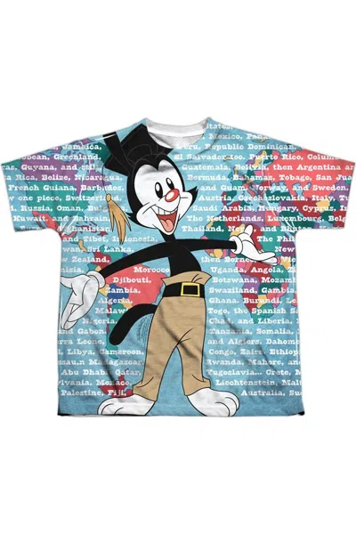 Gildan Kids' Animaniacs Yakko World Short Sleeve Youth Poly Crew Tee / T-shirt In Blue