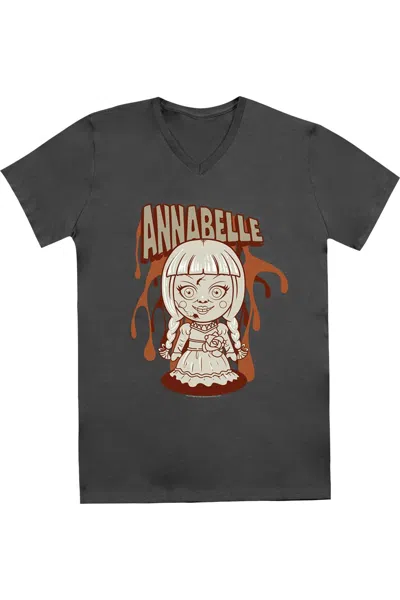 Gildan Annabelle Annabelle Illustration Short Sleeve Adult V Neck Premium Cotton Tee / T-shirt In Pink