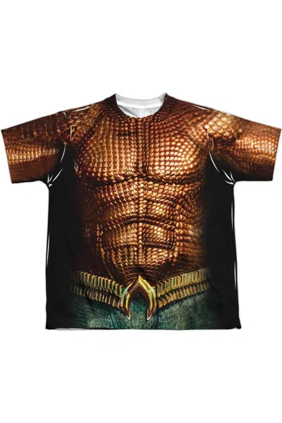 Gildan Kids' Aquaman Movie Aquaman Uniform (front/back Print) Short Sleeve Youth Poly Crew Tee / T-shirt In Multi