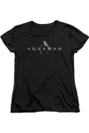 Gildan Aquaman Movie Logo Short Sleeve Women´s Tee / T-shirt In Black