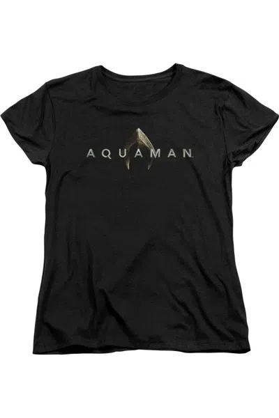 Gildan Aquaman Movie Logo Short Sleeve Women´s Tee / T-shirt In Black