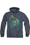 Gildan Aquaman Movie Make A Splash Adult Heather Hoodie / Hooded Sweatshirt In Blue