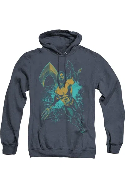 Gildan Aquaman Movie Make A Splash Adult Heather Hoodie / Hooded Sweatshirt In Blue