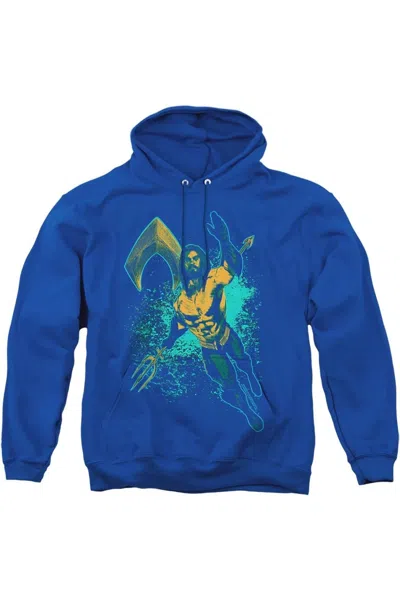 Gildan Aquaman Movie Make A Splash Adult Pull Over Hoodie / Hooded Sweatshirt In Blue