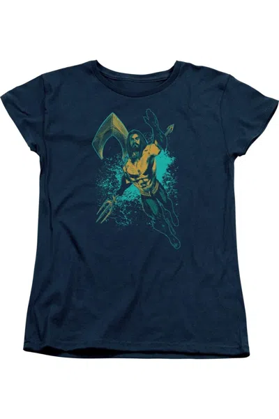 Gildan Aquaman Movie Make A Splash Short Sleeve Women´s Tee / T-shirt In Blue