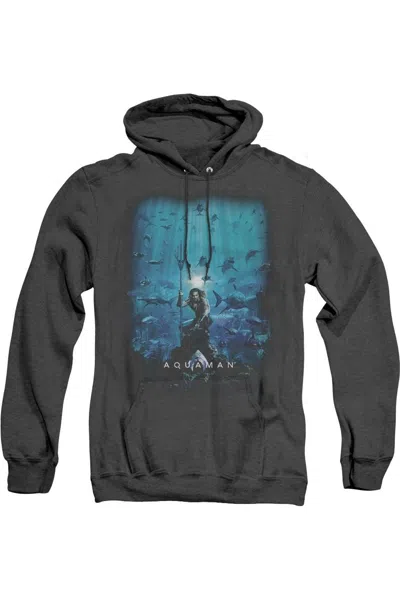 Gildan Aquaman Movie Poster Adult Heather Hoodie / Hooded Sweatshirt In Black