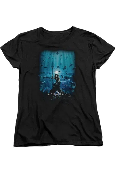 Gildan Aquaman Movie Poster Short Sleeve Women´s Tee / T-shirt In Black