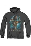 Gildan Aquaman Movie Trident Adult Heather Hoodie / Hooded Sweatshirt In Black