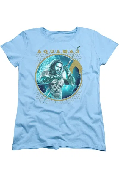Gildan Aquaman Movie Trident Of Neptune Short Sleeve Women´s Tee / T-shirt In Blue