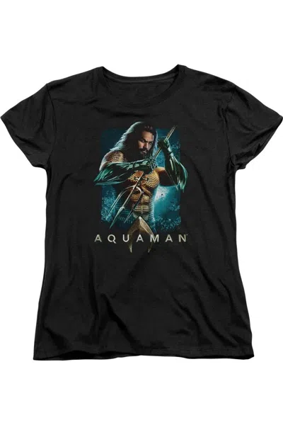 Gildan Aquaman Movie Trident Short Sleeve Women´s Tee / T-shirt In Black