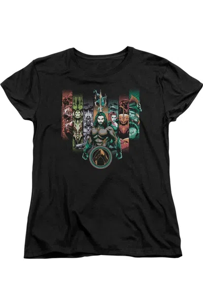 Gildan Aquaman Movie Unite The Kingdoms Short Sleeve Women´s Tee / T-shirt In Black