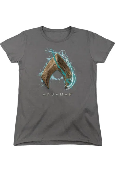 Gildan Aquaman Movie Water Shield Short Sleeve Women´s Tee / T-shirt In Gray