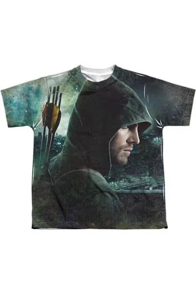Gildan Kids' Arrow Hero (front/back Print) Short Sleeve Youth Poly Crew Tee / T-shirt In Green