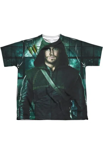 Gildan Kids' Arrow Two Sides Short Sleeve Youth Poly Crew Tee / T-shirt In Green