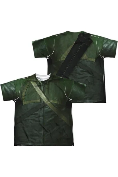 Gildan Kids' Arrow Uniform (front/back Print) Short Sleeve Youth Poly Crew Tee / T-shirt In Green