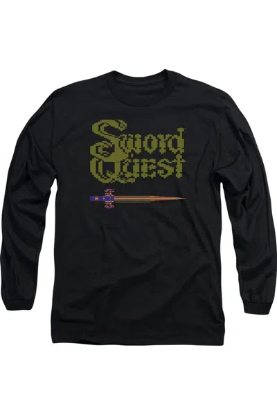 Gildan Atari 8 Bit Sword Long Sleeve Adult Tee / T-shirt In Black