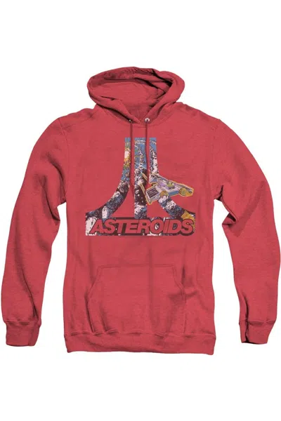 Gildan Atari Asteroids Atari Adult Heather Hoodie In Red